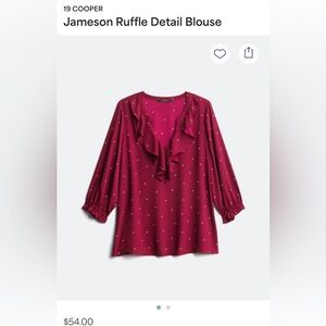 19 Cooper Burgundy Blouse with Polka Dots